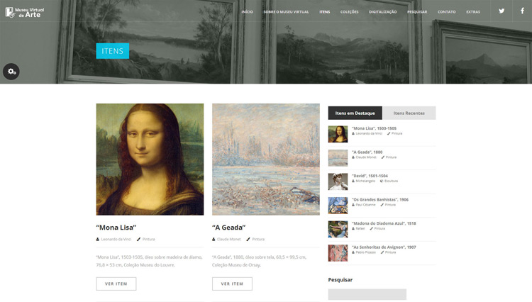 Layout Museu Virtual de Arte